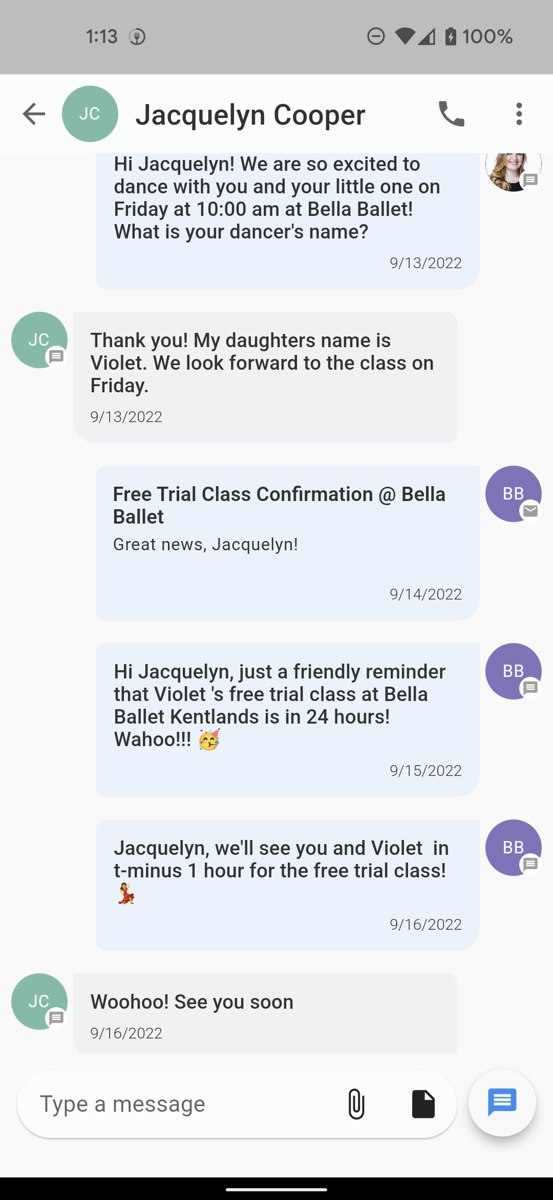 Automated trial reminder text messages in Enrollio